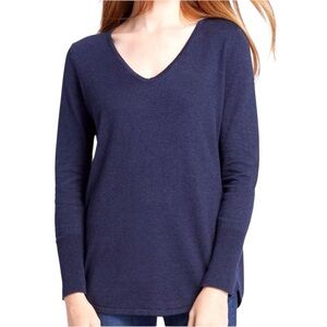 Nic + Zoe Womens Sweater Size Small Dark Indigo Blue Vital V Neck Shirttail Hem
